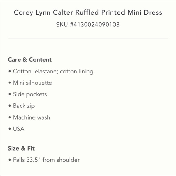 Anthropologie NWT Corey Lynn Calter Ruffled
Printed Mini Dress Size M. - Picture 9 of 12